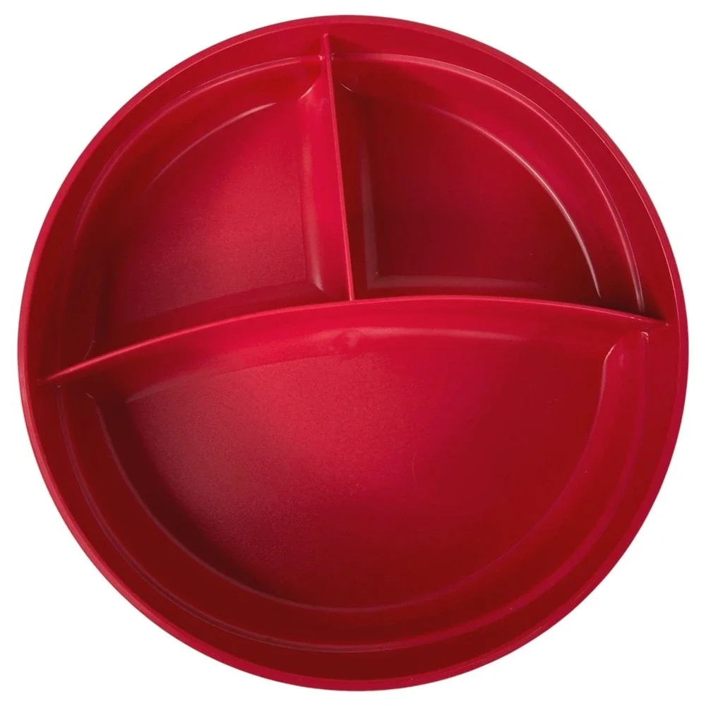 New Tupperware Munchkids Divided Plate With Lid Plastic Red 3-Section Microwave